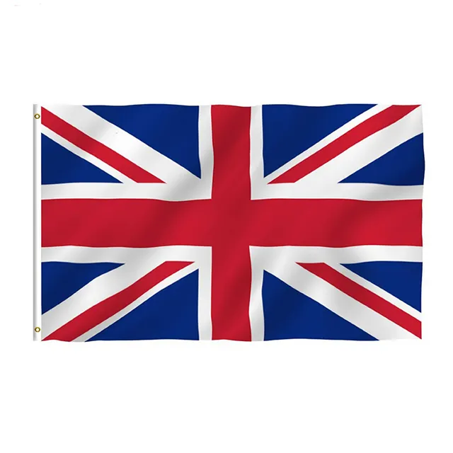 Atacado 100% poliéster 3x5ft estoque uk union jack reino unido reino unido bandeira britânica