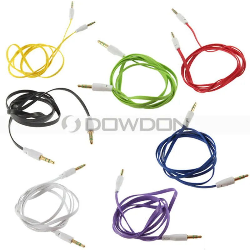 Cable auxiliar de Audio estéreo para coche, Cable plano macho a macho de 3,5mm para PC, iPod, iPhone