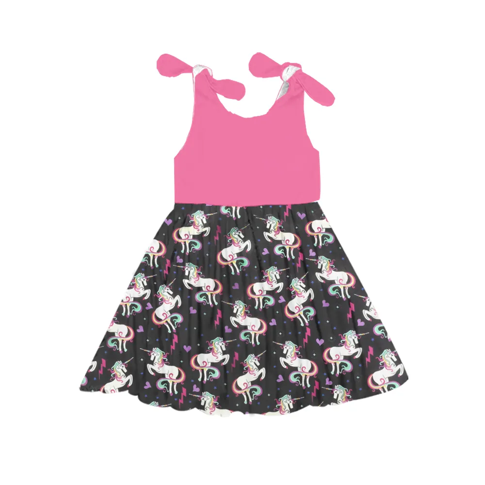 Vêtements modernes boutique pour enfants, robes de motif licorne, pour filles de 12 ans, vente en gros, 2018
