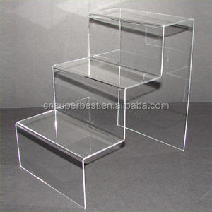 Wholesale Customized <strong>Display</strong> 3 Tier/<strong>Steps</strong> Clear Acrylic Riser Shelf
