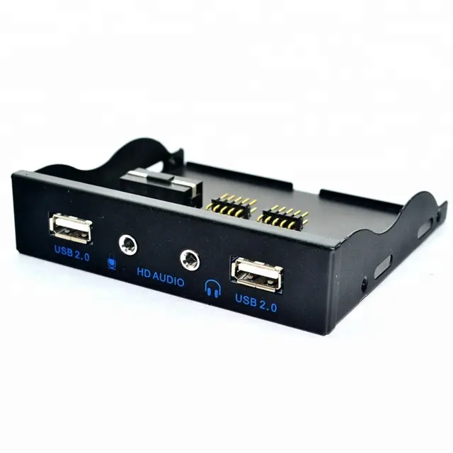 Yeni 3.5 "disket yuvası dahili 9Pin 2 Port USB 2.0 HUB ve HD ses 3.5-in PC disket ön Panel