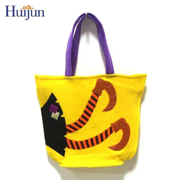 Bolsa de fieltro para decoración de Halloween para niños, bolsa de regalo decorativa para Halloween, bolso grande para dulces, disfraces de fiesta, venta al por mayor