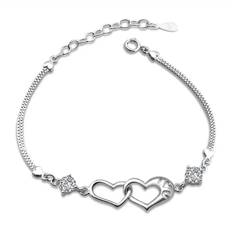 Scatola d'argento infinity catena a forma di cuore braccialetto della signora