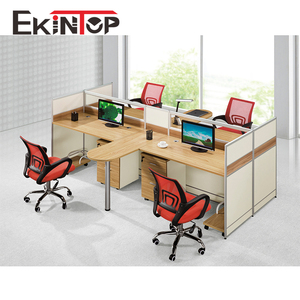 Mesa de ordenador de oficina, 2 personas, estación de trabajo de oficina con pantalla, color ceniza teca (KW825) - Product Image 3