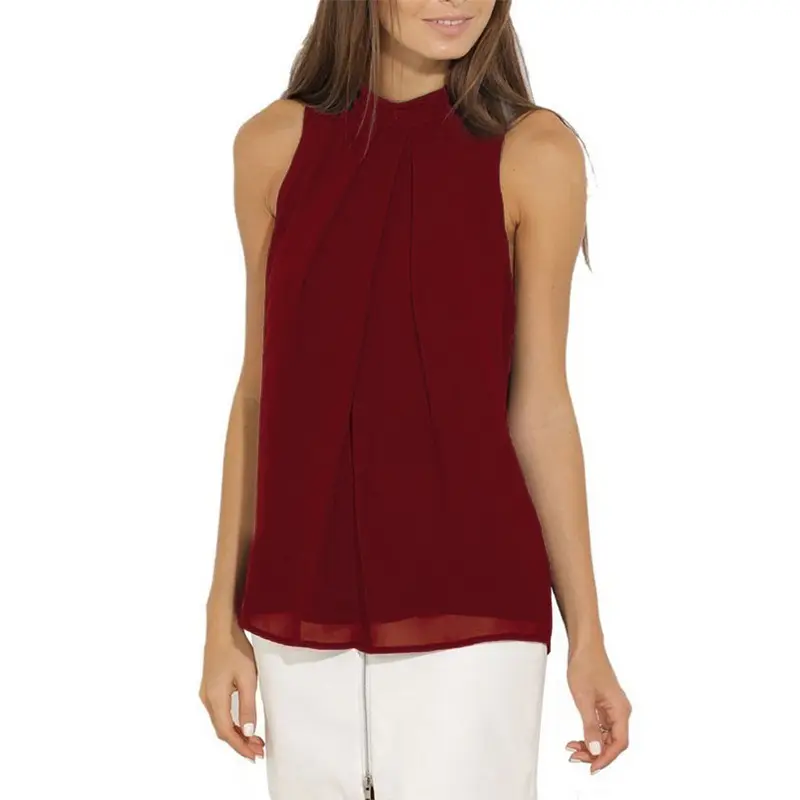 WISH-blusa sin mangas de Chifón con cuello Halter, 15 colores, estilo, superventas