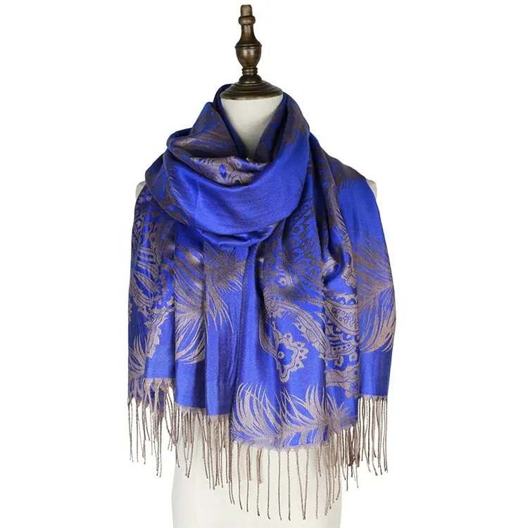 Venta al por mayor de moda hermosa decoración invierno viscosa Paisley bufanda Pashmina chal para mujer y señoras
