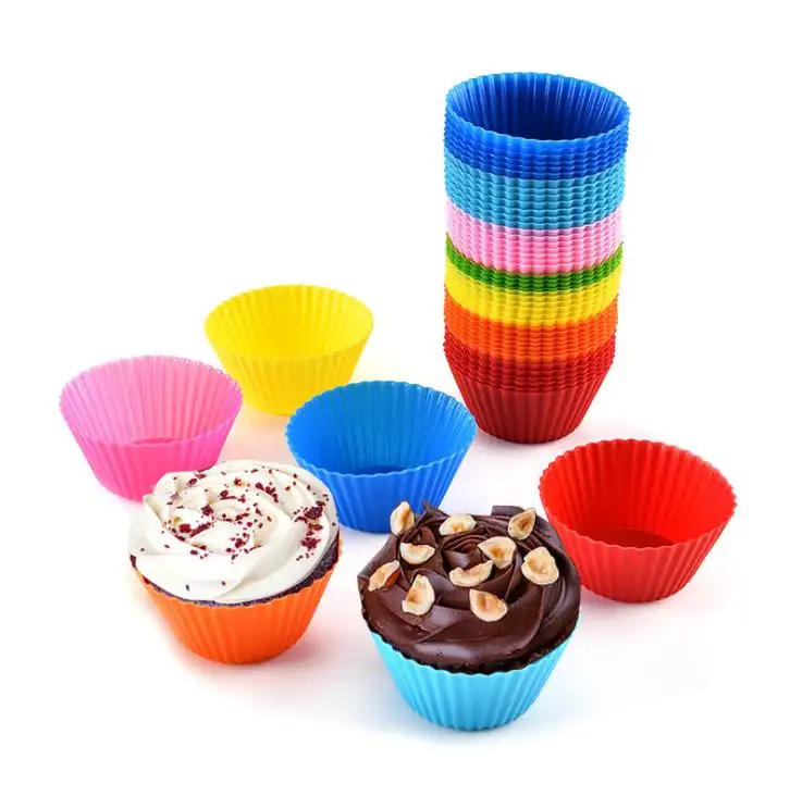 Novidade Colorido Muffin Baking Tray Crianças DIY Forma Redonda Pequeno Silicone Cup Mold Para Mini Bolo