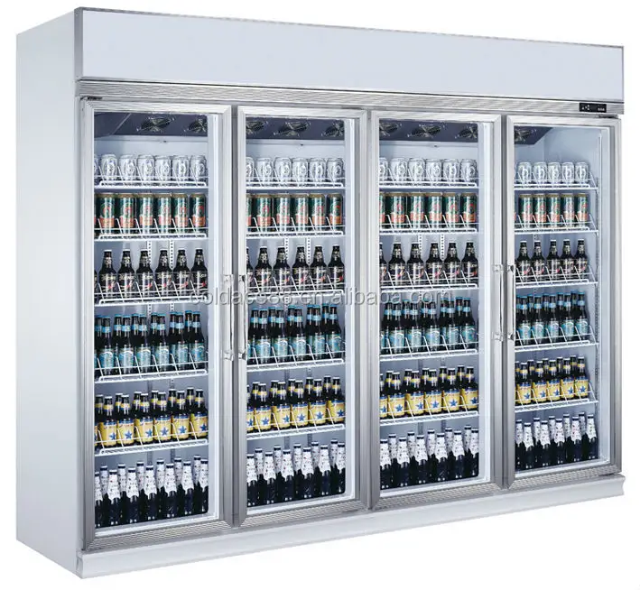 Green Health commercial upright glass door beer fridge/Supermarket beverage cooler SS201 refrigerator