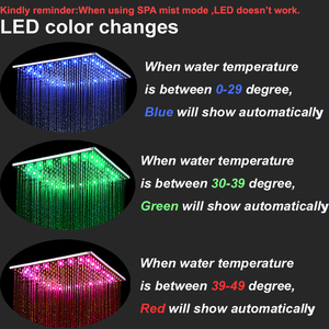 חדר רחצה LED מקלחת ברזי ערכת 16 אינץ תקרת גשם קבע עם תרמוסטטי Diverter שסתום מקלחת מטוסי גוף