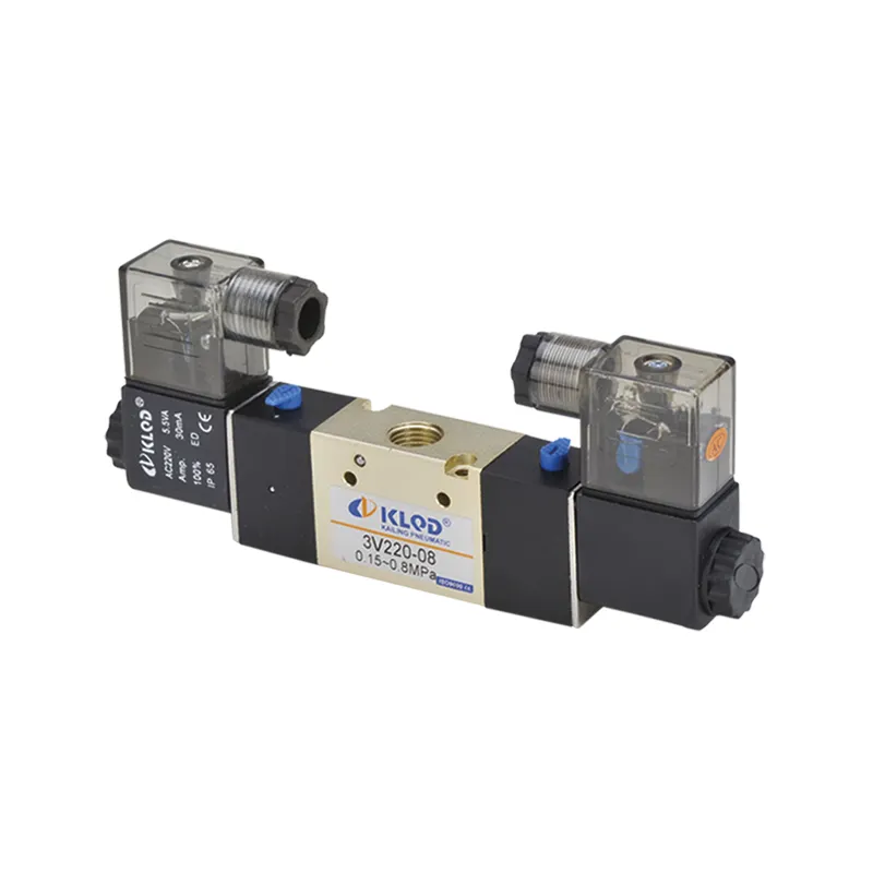 4V200 Serisi 3/2 Yollu 3V220-08 Çift Elektrik Kontrol Solenoid Valfı