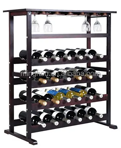 Rack de vinho com 24 garrafas, prateleira de madeira moderna para vinho, bar, armário, mesa de armazenamento para casa