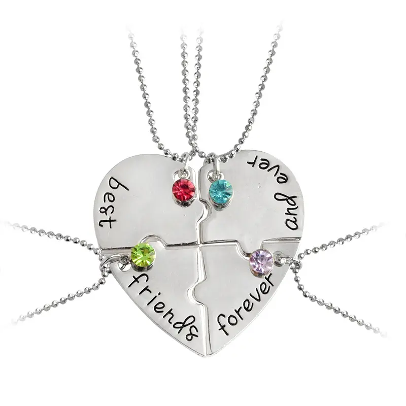 Artilady 4 pcs set migliori amici per sempre e mai amicizia Cuore Collane Del Pendente Set per il migliore regalo