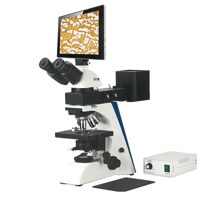 Microscopio metalúrgico digital, con pantalla LCD y objetivo seco 100X