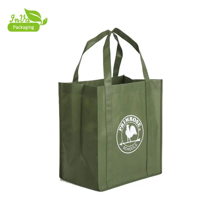 custom long handle Eco Recycled supermarket non woven shopping bag
