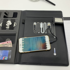 Cartera de negocios de cuero pu a4, organizador de carpeta de archivos para conferencias, fabricación de agenda, clip, Bloc de notas, Banco de energía - Product Image 4