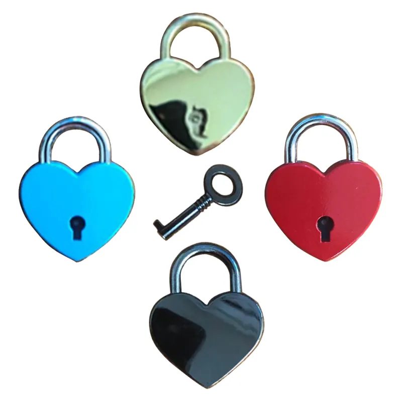 7 farben Mini Liebe Herz Form Lock Gepäck Tasche Fall Fitnessraum Locker Vorhängeschloss Mit Schlüssel Vorhängeschloss Für Handtasche Tiny Handwerk tagebuch Box Schlösser