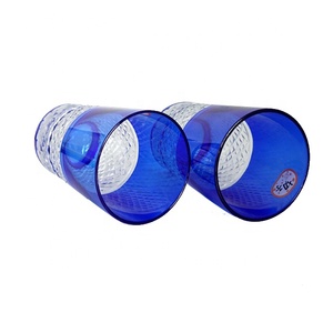 Hot Sale Hand Etched Cobalt <strong>Blue</strong> Glass <strong>Cup</strong> with Simple Design - Product Image 2