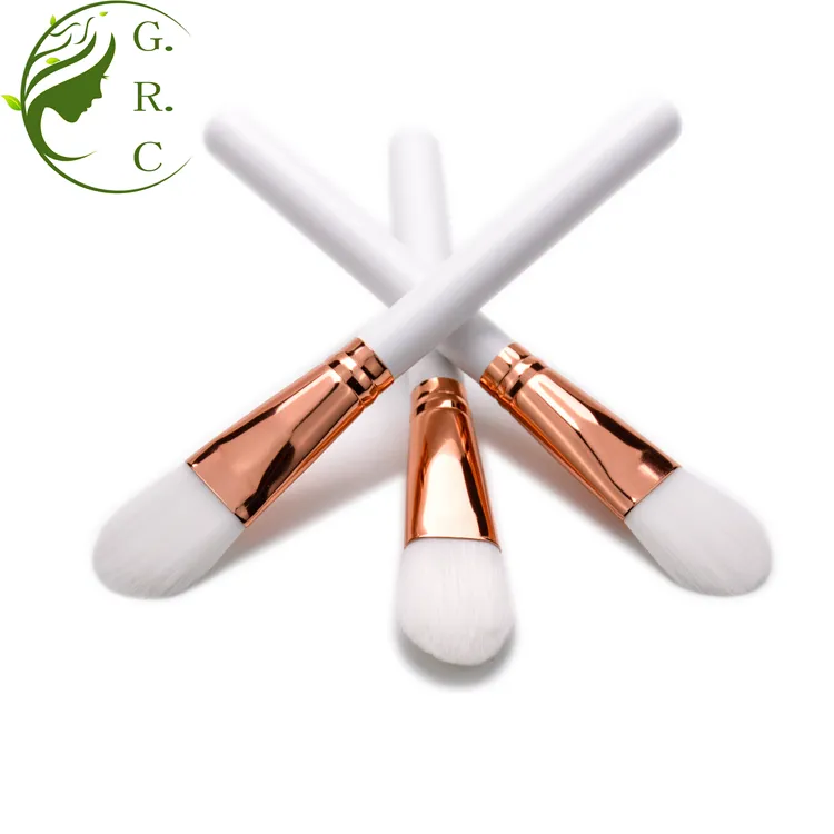 Einzelne hölzerne synthetische Handelsmarke Roségold flüssiges Make-up benutzer definierte Logo kosmetische Maske Make-up Kabuki Foundation Brush