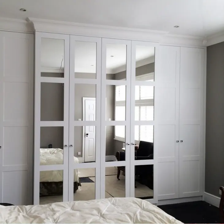 Desain Mewah Kayu Almirah Di Kamar Tidur Kabinet Lemari Pakaian Membran PVC