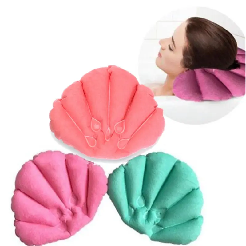Wholesale Shell Shape Waterproof Bath Spa Neck Pillows Terry Cloth Inflatable Pillow