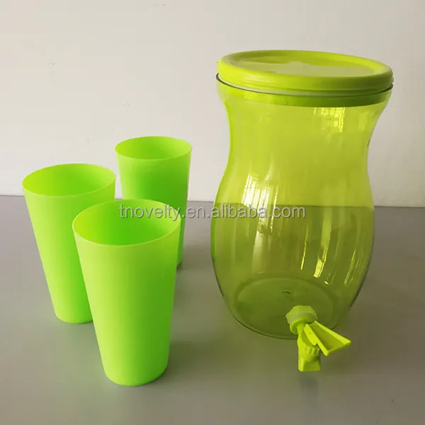 Hoge Kwaliteit Brede Mond Transparante 5l Huisdier Plastic Koud Water Drink Container Dispenser Met Kranen En Kopjes