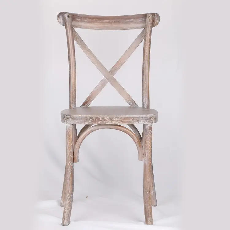 De madera de roble de asiento blanco comedor Cruz silla