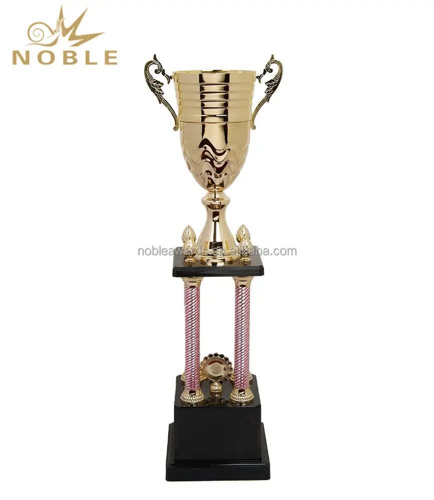 Trofeo de Metal dorado personalizado de China, columna de premios de copa de competición