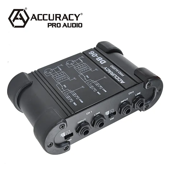 Accuracy Pro Audio Caja directa de audio de 1/4 "Caja DI de doble canal