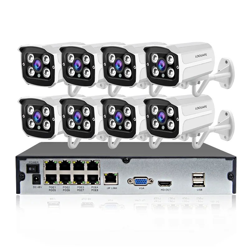 Economic 720P POE Camera NVR Outdoor Mobile Remotely Security Alarm System Security Camera Kit