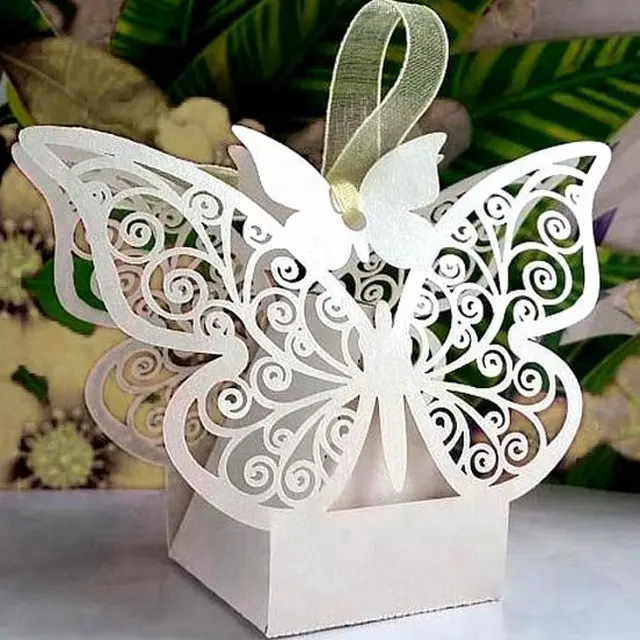 Caixa de doces de casamento em forma de borboletas, melhor venda, caixa de doces de casamento personalizada, lembranças de doces