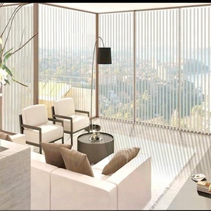 Fabric French <strong>Window</strong> 1 Set Motorized Smooth Open Close Sun Proof <strong>Soft</strong> Vertical Blind Electric Slat Blind Customize Size 89mm - Product Image 3