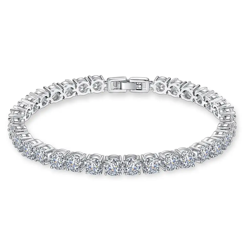 LUOTEEMI Frauen Luxus Schmuck Klassische Design AAA + Runde 0,5 Carat Cubic Zirkon Diamant Tennis Armband