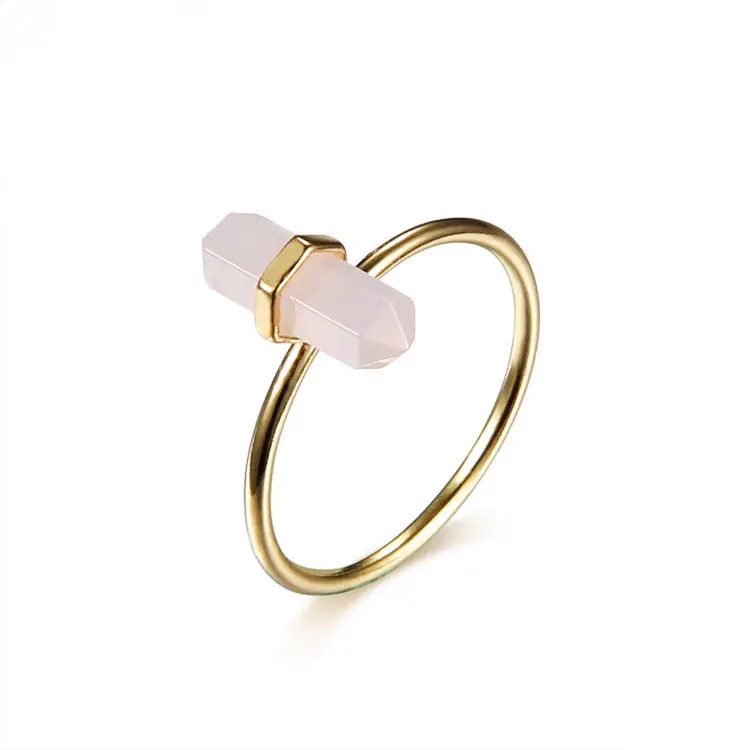 Onier design Moderno natural rosa jade anel 18K ouro atraente jóias 925 prata anel de noivado casamento