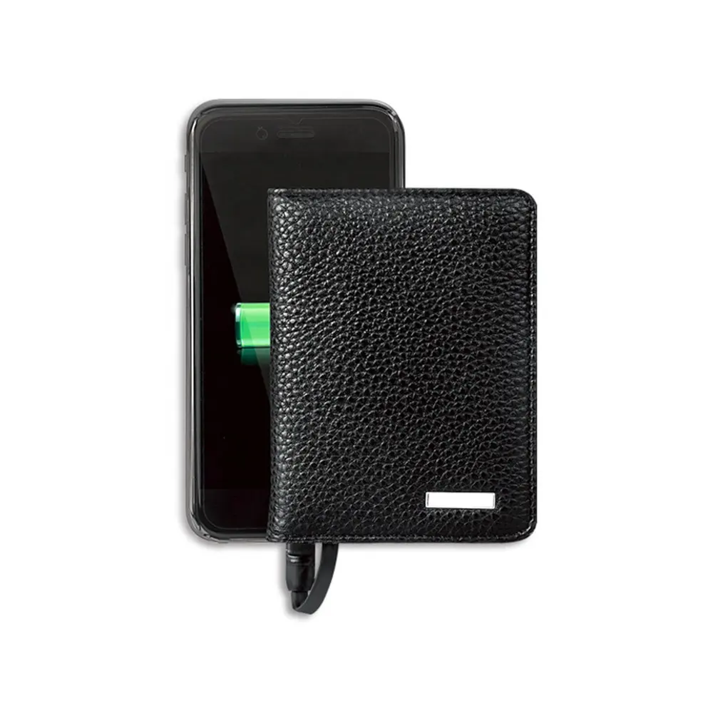 Cargador portátil 3 en 1universal de 4000mAh, cargador portátil con billetera de cuero para Samsung / Apple/Huawei/Xiaomi