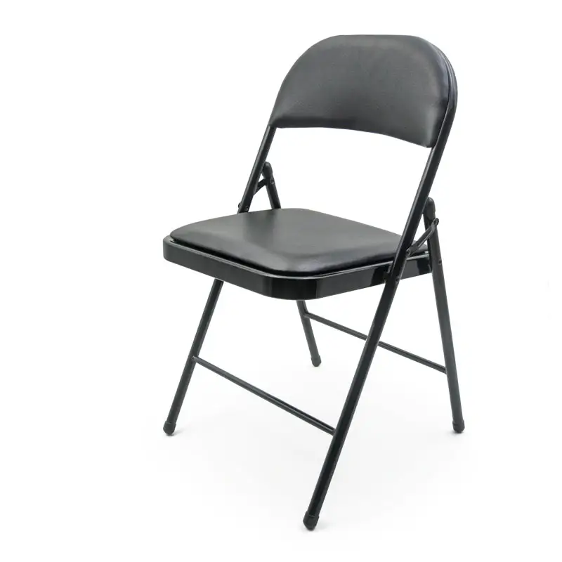 Cadeiras dobráveis de metal usadas, cadeiras dobráveis de couro pu