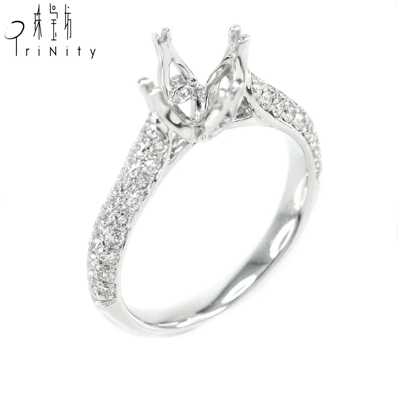 Anel de noivado com design personalizado, joia do anel de diamante natural de ouro clássico 18k para mulheres