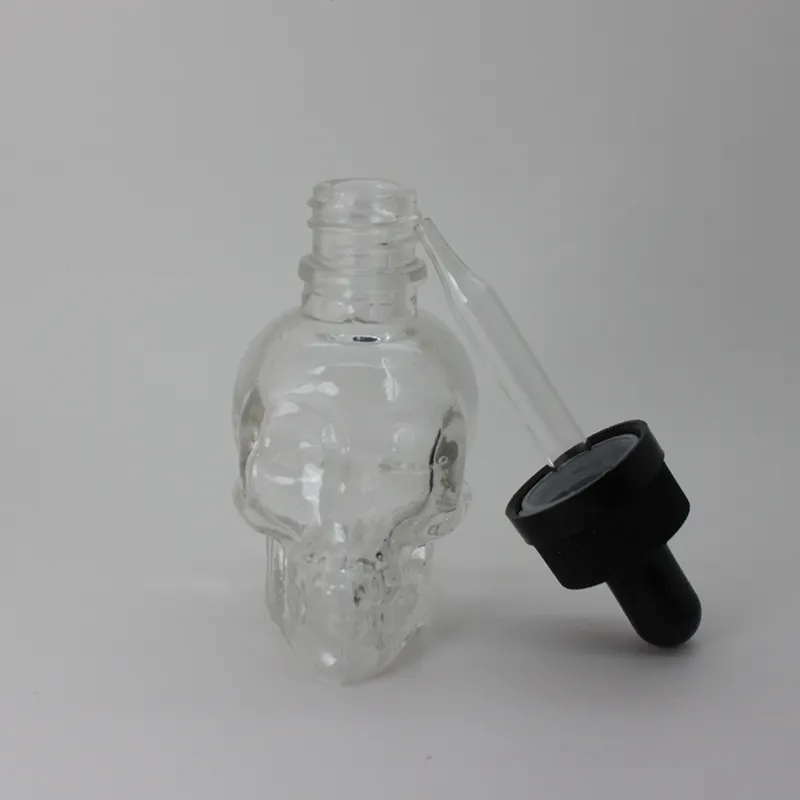 Schöne klare Schädelglas-Tropf flasche mit Tropfer deckel