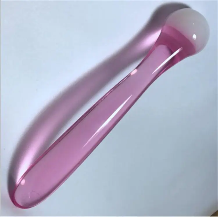 Venta al por mayor de sexo juguete transparente de cristal doble de vidrio Rosa Consolador