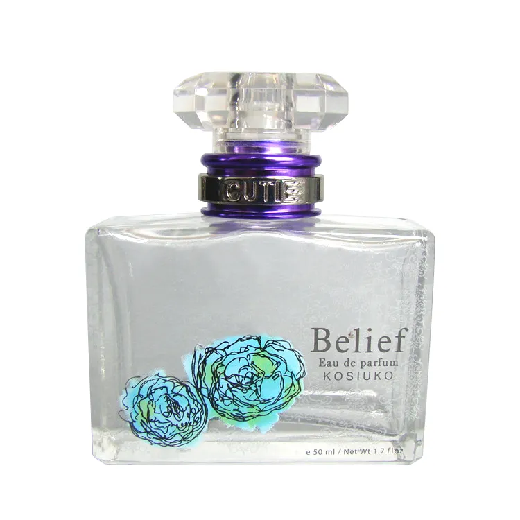 Botella de cristal rectangular vacía para perfume, diseño profesional de china, tapa de plástico con forma única, 50 ml