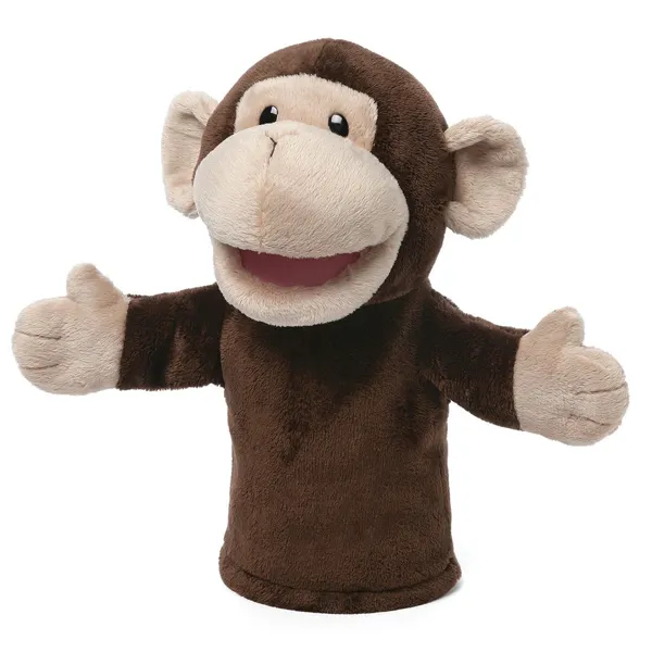 Marioneta de mano de felpa OEM, marioneta de mano de mono divertido, marioneta de mano de Animal de peluche