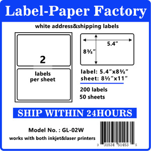 8.5X5.5 A4/สติกเกอร์ตัวอักษร2ต่อแผ่นขนาด5-1/2 "X 8-1/2" ฉลาก Usps 5.5X8.5นิ้ว