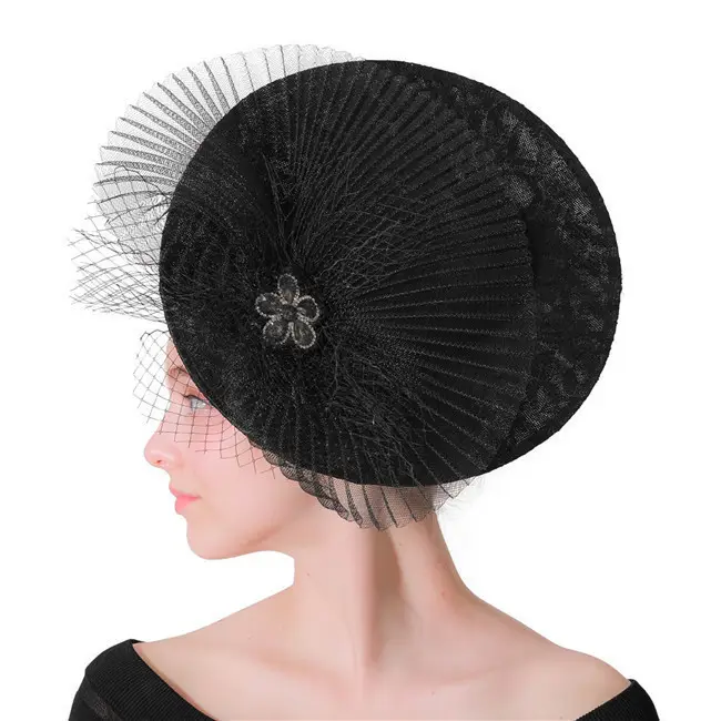 S4618 vendita calda 2019 clip di capelli sinamay fascia cappelli a buon mercato nero derby da corsa chiesa cappelli da sposa top hat fascinators per delle signore