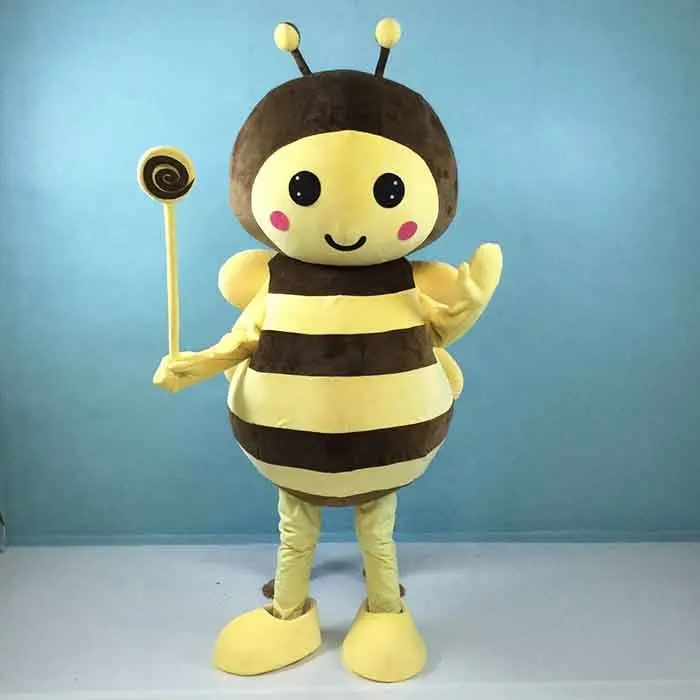 Mascote de abelha bonita ce de alta qualidade, fantasias de desenho de animal para adultos