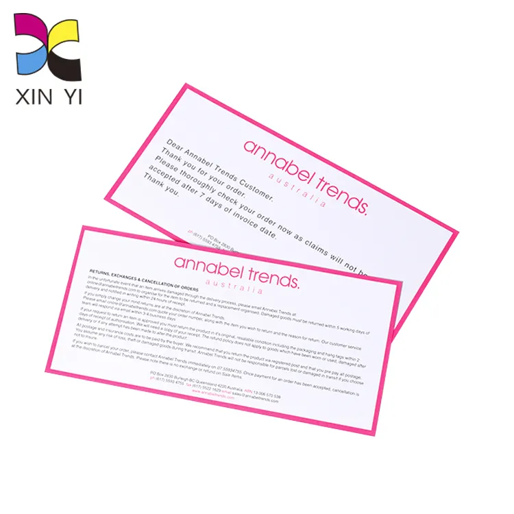 Couleur rose imprimé Offre Spéciale mini personnalisé logo client merci carte