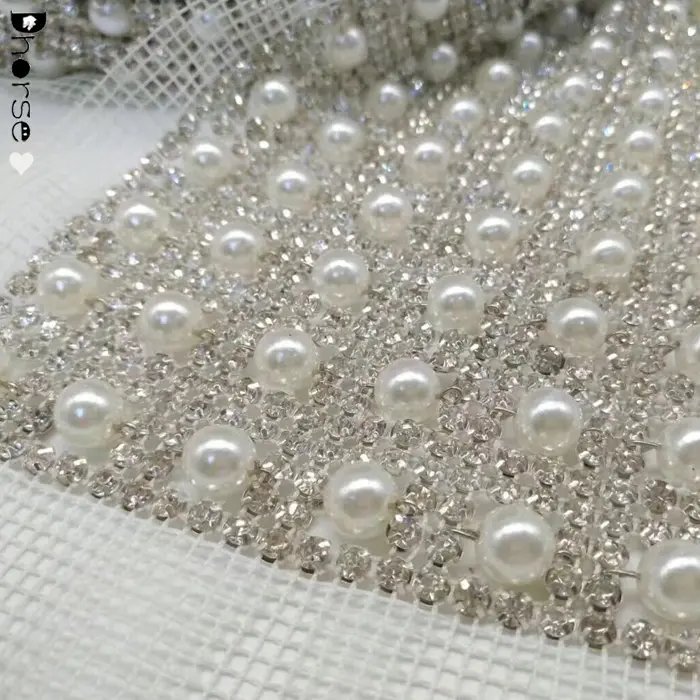 Rollo de malla de diamante brillante, venta al por mayor, cinta de diamantes de imitación para bolsas