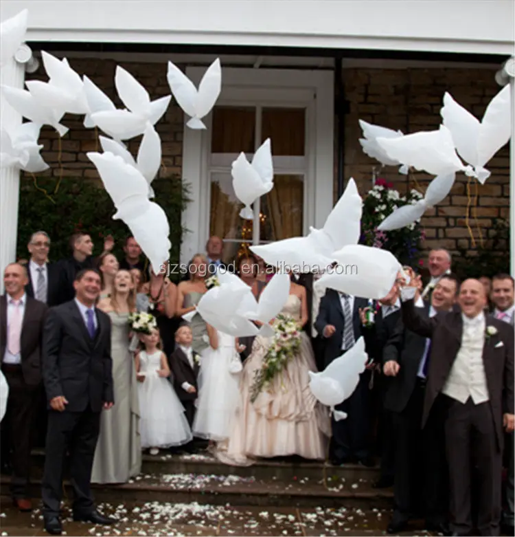 Toptan düğün dekorasyonu 104*40 cm Güvercin Balon Beyaz barış güvercini Balonlar Moda Biyo Kuşu Dekorasyon