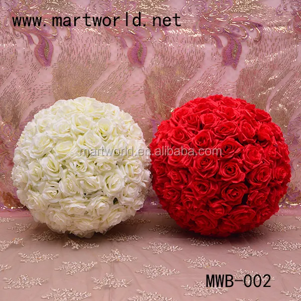 Palla di fiori artificiali di nozze rosso bianco di alta qualità decorazione di nozze festa casa e hotel fiore di seta (MWB-002)