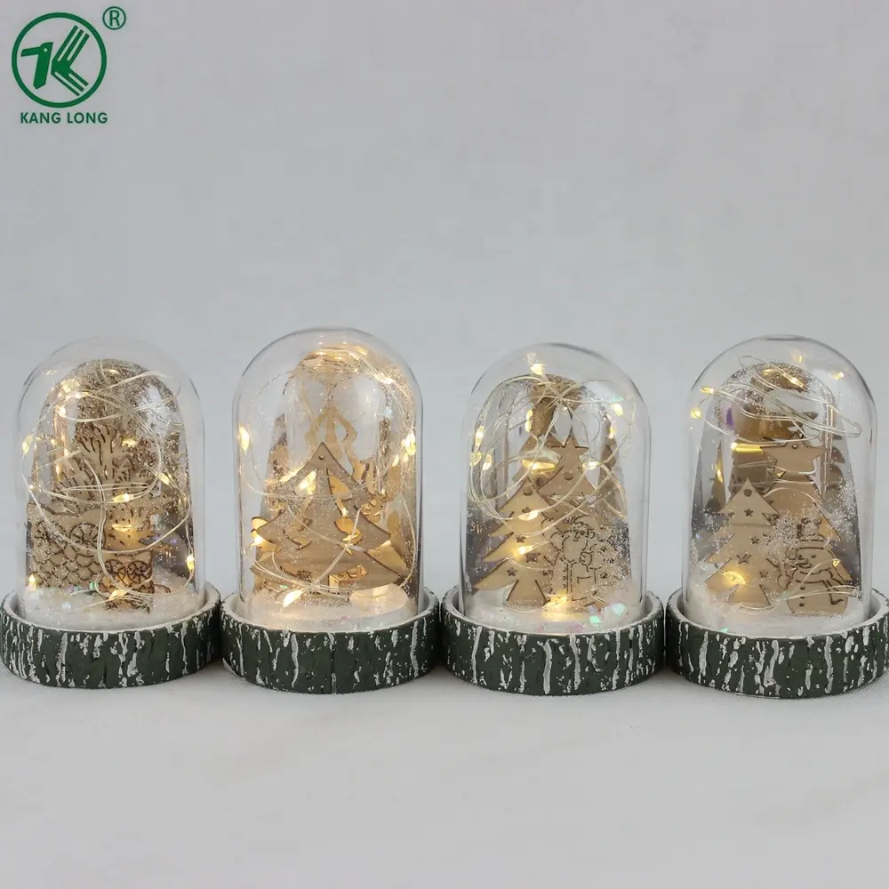 Minitarro de campana de cristal con diseño personalizable, adornos navideños, cúpula de cristal