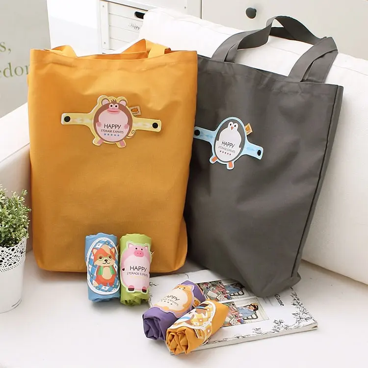 Cute Animal Decoration Large Capacity Tote Hot Sale Animal Decoration Nylon Bag folded usable bag