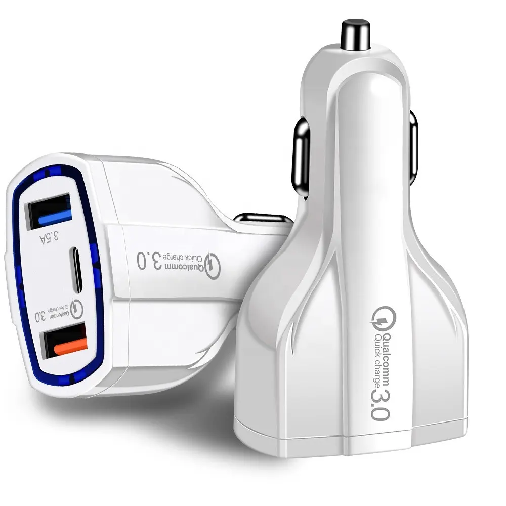 Shenzhen Hot selling universal Mini qc 3.0 type c Fast charging 3.5A dual port Car quick Charger for iphone for samsung